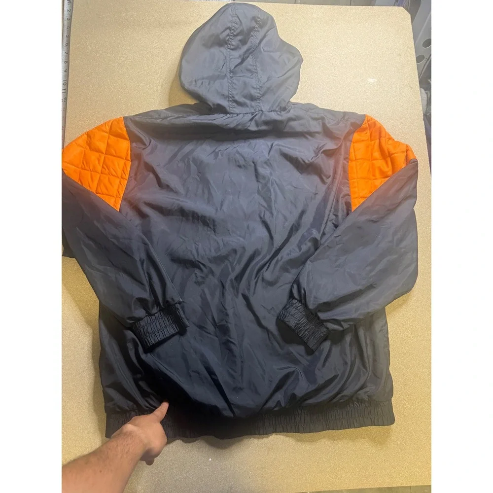 True Religion Mens Anorak Pullover Hooded‎ Jacket Black Orange Size Large